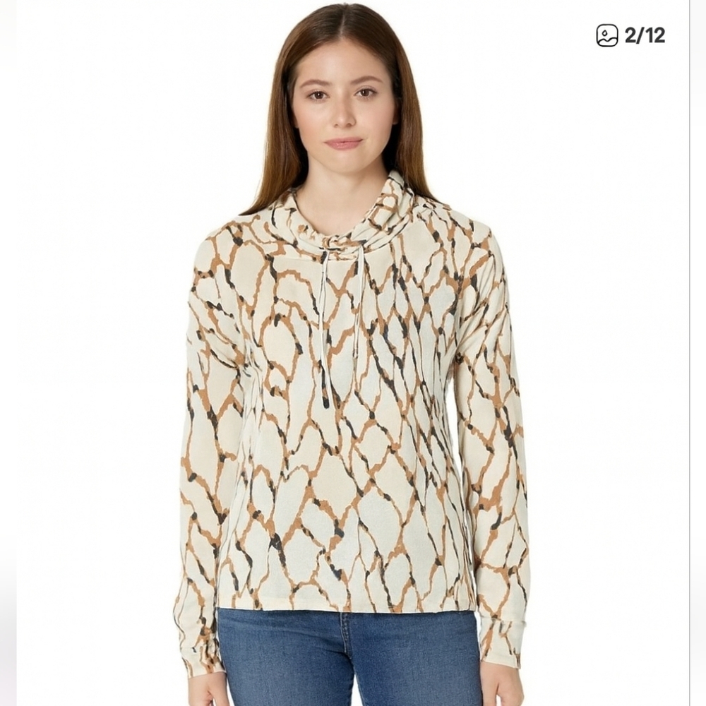 Andrew Marc Women's Long Sleeve Cozy Knit Cowl Neck Top